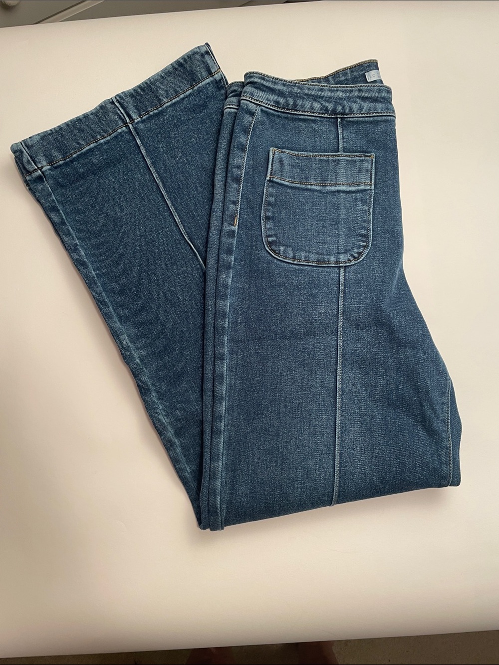 LC Lauren Conrad Vintage-Inspired Wide Leg Jeans in Medium Blue Denim